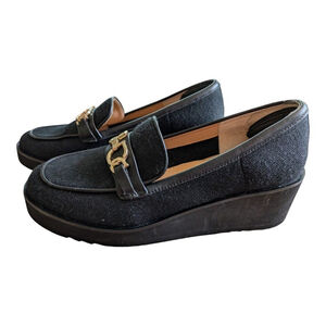 NYDJ Women's Edward Suede Wedge - Size 10 - Black Classy